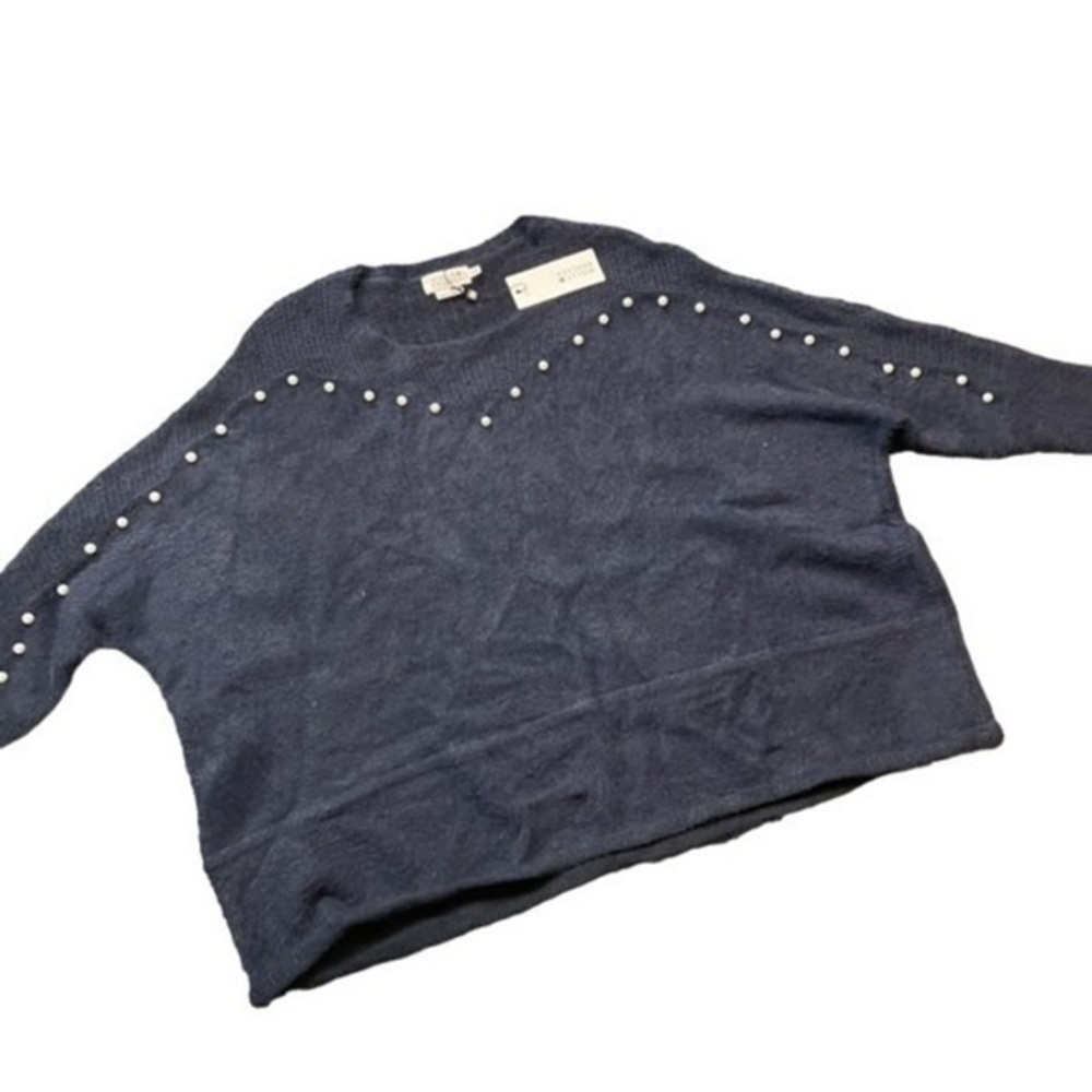 MOLLY Bracken Blue Sweater With Pearl Detailing  Size L/XL NWT
